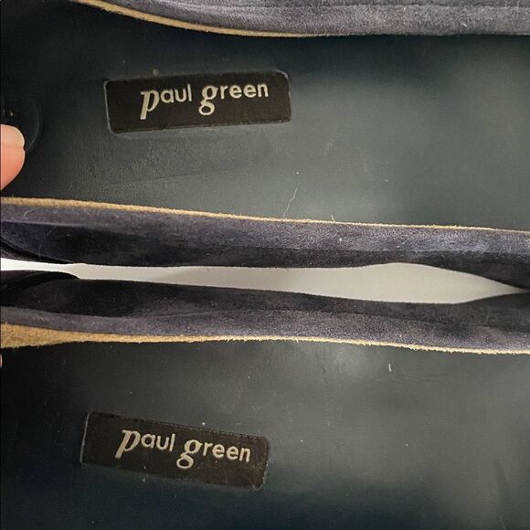 Paul Green Navy Suede Black Patent Cap Block Heel Pumps US size 7.5 Preppy - Picture 8 of 12